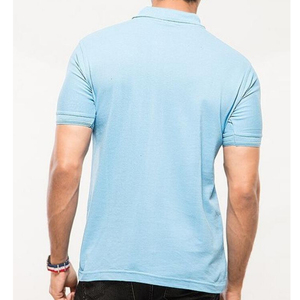 Polo en coton bleu clair à manches courtes pour homme, couleur unie, décontracté, avec poche, coupe classique, en jersey tricoté - Product Image 3