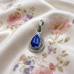 Pendentif en argent sterling 925 en forme de poire avec lapis-lazuli, fait main, pierre précieuse bleue naturelle, plaqué or rose et or jaune, breloque pour collier - Product Image 5