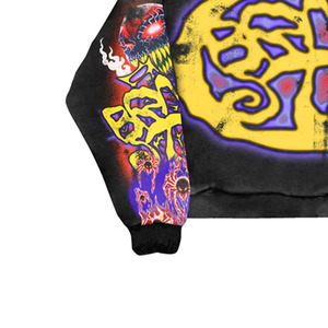 Sudadera con Capucha Negra para Hombre, 100% Algodón, Estilo Urbano de Verano, Estampado Gráfico de Grafiti en la Espalda, Impresión Digital - Product Image 4