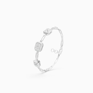 Pulsera de diamantes de 1.03 quilates cultivados en laboratorio con triple acento lineal en oro amarillo, blanco y rosa de 9 quilates. - Product Image 2