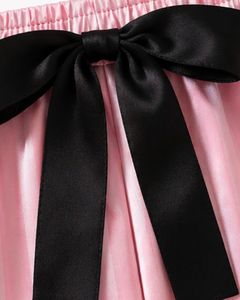 Pink Striped Satin Women Pajama Set Silk Sleepwear <b>Spaghetti</b> <b>Strap</b> Cami And Shorts Soft Luxury Nightwear Summer Lounge Set - Product Image 6