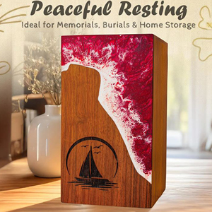 Traditional Wooden Funeral Urn for Adults Handmade Wooden Urn with Floral Carving by AYAANS - Product Image 5