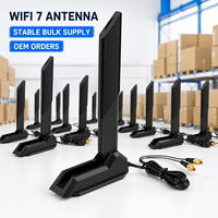 Antenne externe WiFi 7 tri-bande 2,4 GHz 5 GHz 6 GHz, double connecteur, base magnétique, pliable à 180 degrés pour routeur, carte PCIe