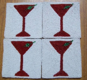 Ensemble de dessous-de-verre ronds faits à la main, écologiques, avec un motif d'abeille mignon, en tissu tissé rose doré moderne, FAIZA CRAFT FC-9472 - Product Image 6
