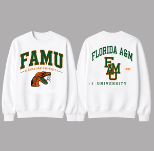 Sudadera Blanca con Cuello Redondo de la Universidad FAMU Florida A&M, Corte Regular para Hombre, Sudadera de Algodón Estampada, Ropa Casual de Otoño - Product Image 1