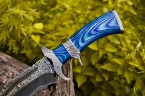 Cuchillo Bowie de Acero Damasco Recto de 13 Pulgadas, Hecho a Mano, de Grado Industrial, con Mango de Madera y Funda de Cuero, Modelo FH-202 de Viking Art - Product Image 2