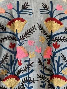 Veste d'hiver courte en velours brodé Suzani bleu, 100% coton, respirante, séchage rapide, faite à la main, style ethnique bohème pour festival - Product Image 4