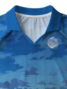 Unisex Full Print Night Sky Cat Rooftop Short Sleeve Polo Shirt Breathable <b>Polyester</b> Regular Fit All Seasons - Product Image 6