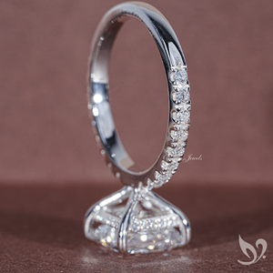 Anillo de Compromiso con Diamante Cultivado en Laboratorio, Corte Princesa, 3CT, Certificado por IGI |   Anillo de Oro Sólido de 10k con Halo Oculto, Certificado por IGI - Product Image 3