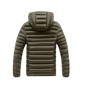 Chaqueta Acolchada con Capucha para Hombre, Color Sólido, Cierre de Cremallera, Cortavientos, Ropa de Invierno Informal, Corte Ajustado, Relleno de Poliéster - Product Image 2