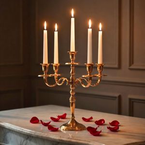 Candelabro de Lujo de 5 Brazos, 30 CM, Metal Dorado, Portavelas Decorativo para Centro de Mesa de Boda, Decoración del Hogar y Hoteles - Product Image 2