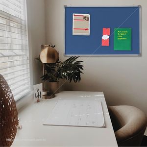 Tablero de anuncios de franela azul SYH con marco de aluminio para uso como tablero de mensajes - Product Image 6