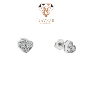 ต่างหูเพชรทรงหัวใจ Navkar ทองคำขาว สำหรับผู้หญิง สไตล์โรแมนติก เหมาะสำหรับใส่ทุกวัน ต่างหูเพชรโมอิสซาไนต์ - Product Image 2