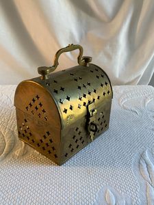 Classic Inspired Brass Cricket <b>Box</b> For Traditional Indian Interiors With Decorative Brass Finish And <b>Floral</b> Artwork - Product Image 6