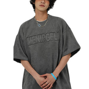 T-shirt surdimensionné personnalisé pour homme, en coton 100% tissé gaufré, à épaules tombantes, style streetwear, fabricant de vêtements OEM sous marque privée - Product Image 4