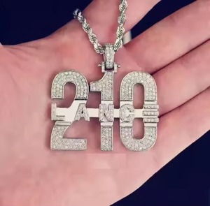 Iced Out Custom VVS Moissanite Pendant HipHop Pendant Custom Lucky Number Latter Pendant 925 Silver Pendant Pass Diamond Trester - Product Image 3