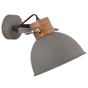 Applique murale moderne industrielle en métal gris avec accent en bois naturel, luminaire décoratif d'intérieur pour Noël - Product Image 1