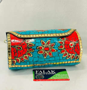 Tendance pierre mosaïque métal sac Antique ethnique mariée pochette indien élégant pochette pour femmes soirée et mariage par FWE - Product Image 4