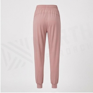 Nochi Approach High Waist Jogger <b>Pants</b> Full Length Solid Pink Drawstring Closure Breathable <b>Spandex</b> Cotton Women's Sweatpants - Product Image 2