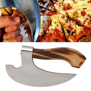 Cortador de Pizza Damasco, Cuchillo para Pizza con Hoja Curva de Acero Forjado a Mano, con Cómodo Mango de Madera - Product Image 4
