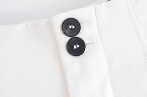 <b>Men's</b> Lightweight 100% Cotton High Waist Pleated Straight Leg <b>Trousers</b> Solid <b>White</b> Loose Fit Double Button Summer - Product Image 5