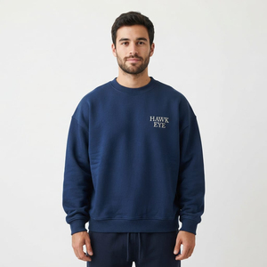Sweat-shirt à col rond pour homme, personnalisable, en coton épais, surdimensionné, à manches longues - Product Image 1