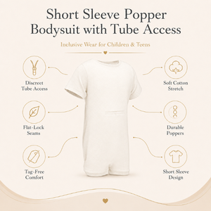 Body de tubo blanco limpio |   Ropa Sensorial Especial para Niños, Prendas Inclusivas, Transpirables, Suaves, con Cierre, Manga Corta, Algodón Elástico, Fácil de Usar - Product Image 5