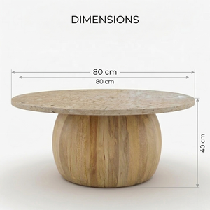 Mesa de centro con superficie de mármol y base de madera maciza, fabricada en fábrica, para B2B en India y venta al por mayor. - Product Image 2