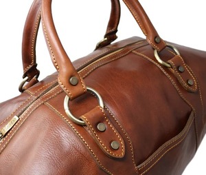 Sac de voyage week-end extensible en cuir marron de luxe pour homme et femme, grand sac de sport résistant à l'eau - Product Image 2