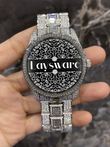 Reloj de Lujo Mecánico con Diamantes Moissanite VVS, Esfera de Cristal Analógica de Acero Inoxidable con Incrustaciones de Diamantes, Estilo Hip Hop, 41 mm - Product Image 3