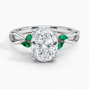 BOJ <b>Ring</b> 068 Oval Cut 925 <b>Silver</b> Engagement <b>Ring</b> With <b>Emeralds</b> Diamond <b>Ring</b> 2ct D Color VVS1 Moissanite GRA Certified Sale - Product Image 1