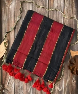 Sari de Algodón Puro Tejido a Mano para Mujer KV, Estilo Tradicional, Secado Rápido, Sin Arrugas, Reversible, Otoño - Product Image 1