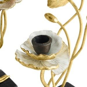 Porte-bougies en laiton doré avec base en pierre noire, écologiques, résistants à la chaleur, durables, pour la maison, Noël, Pâques, la Saint-Valentin - Product Image 4