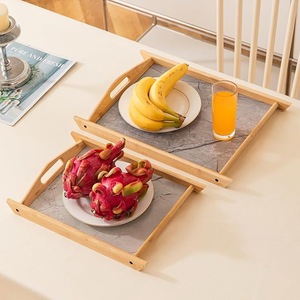 Bandeja de Servir Plegable de Madera con Asas |   Bandeja de Desayuno para Cama, para Comida, Café y Bocadillos |   Mesa Auxiliar Moderna de Bambú - Product Image 1