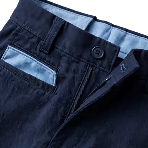 Pantalon décontracté pour homme en toile bleu foncé, séchage rapide, léger, taille élastique, coupe droite, taille mi-haute, coupe ajustée - Product Image 5