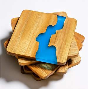 Sous-verre en résine et bois de chêne pour boissons, café, cuisine, maison, fait main, unique, cadeau de pendaison de crémaillère - Product Image 3