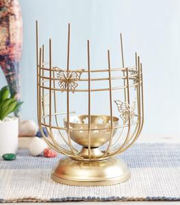 Golden Butterfly Cage Lantern <b>Candle</b> Holder with Star Cutouts for Home Decoration - Product Image 3