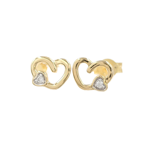 Boucles d'oreilles en diamant naturel en forme de cœur élégantes et mignonnes pour femmes Or jaune 18 carats pour les fêtes et les cadeaux - Product Image 1