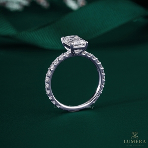 Bague de fiançailles en diamant de laboratoire taille émeraude, or blanc 14K 18K, pavé, solitaire, bague de mariage OEM ODM - Product Image 3