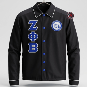 Zeta Phi Beta Sorority เสื้อโค้ชผู้หญิง,เสื้อแจ็คเก็ตปักลายสายไนลอนโพลีเอสเตอร์ ZPB Soror - Product Image 3
