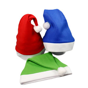Bonnets de Noël unis avec pompons rouge, bleu, vert – Bonnets tricotés pour adultes pour fêtes de Noël - Product Image 1
