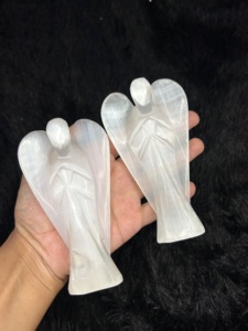 Figura Decorativa de Selenita Natural de Gran Tamaño y Alta Calidad, Tallada en Ángulo, Acabado Pulido, Portátil, con Tema de Amor, para Decoración del Hogar, Piedra Energética - Product Image 3