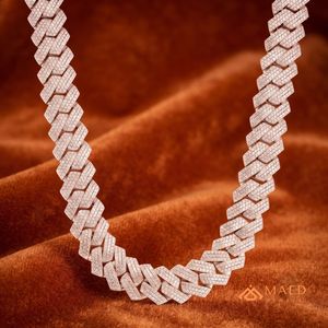 Rose Gold Plated Moissanite Necklace Cuban Link <b>Chain</b> Women Men Party Elegant Gift New York Fine Jewelry - Product Image 4