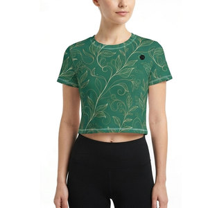 T-shirt court moderne pour femmes, tissu léger, manches courtes, col rond, coupe facile, vêtements d'été confortables pour un usage quotidien - Product Image 1