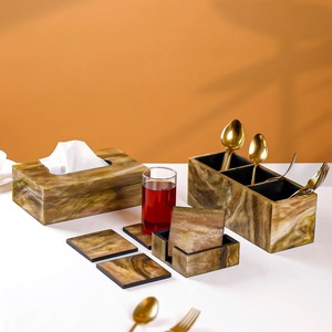 Boîte à mouchoirs rectangulaire classique de haute qualité en os incrusté, en bois et résine, pour usage décoratif à la maison, à l'hôtel et au restaurant - Product Image 3