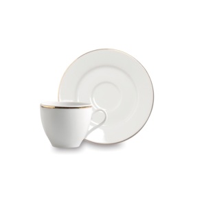ชุดถ้วยกาแฟและจานรองเอ็กเซลซา 10 คลีน ไวท์ ขอบทอง พอร์ซเลน - Product Image 1
