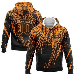 Sudadera con Capucha para Hombre, Diseño 3D Splash Grunge Art, Color Negro y Naranja, Personalizada y Cosida, Venta Directa de Fábrica - Product Image 1
