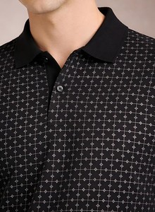 Men's Black Plain <b>Short</b> Sleeve for Shirt Regular Fit Casual Knitted Design Front Yarn Dyed Heavyweight Streetwear - Product Image 4