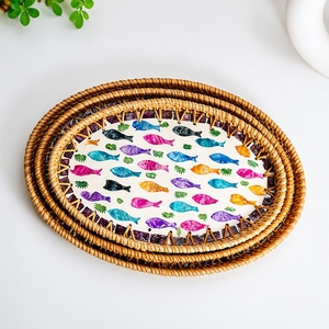Exquisito Plato de Ratán Tejido a Mano, Plegable, Duradero, con Estampado Animal, Desechable, Ecológico, Elegante, Decorativo y Personalizable - Product Image 3