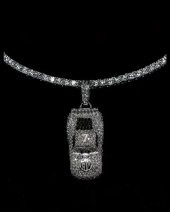 Pendentif en Argent Sterling 925 avec Diamant Moissanite, Breloque Voiture Sportive, Collier Hip Hop, Breloques de Mode Iced Out pour Hommes - Product Image 1